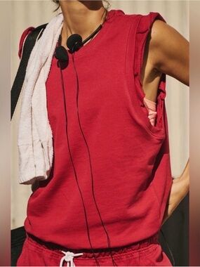 Free People Women's Red Muscle Tank - Sleeveless Active Top